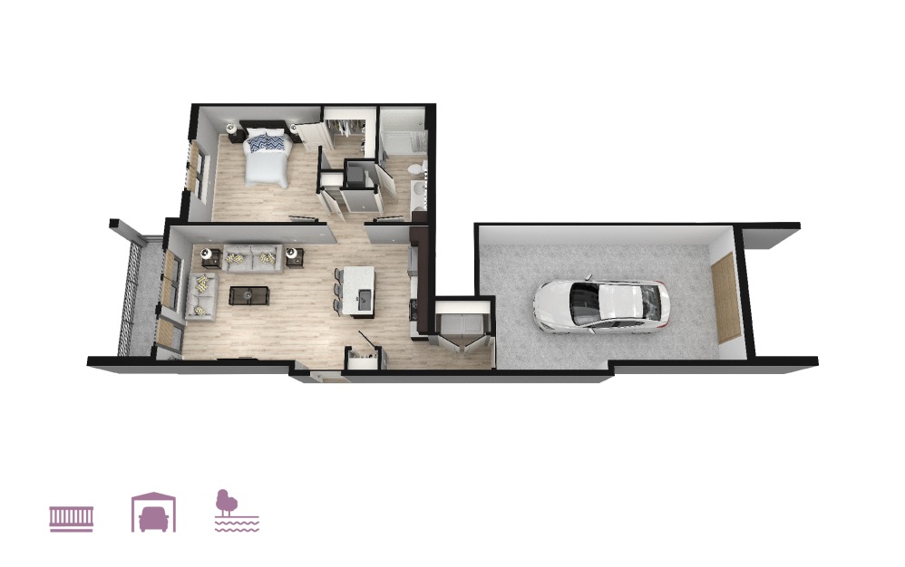 Cadence - 1 bedroom floorplan layout with 1 bath and 884 to 945 square feet.