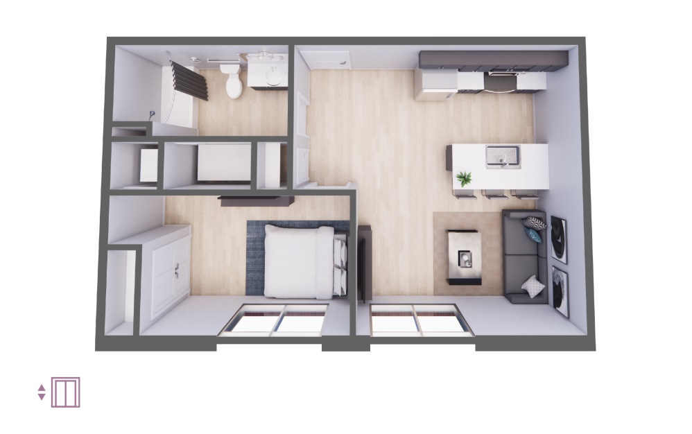 Cadenza - 1 bedroom floorplan layout with 1 bathroom and 610 square feet Cadenza - 1 bedroom floorplan layout with 1 bathroom and 610 square feet