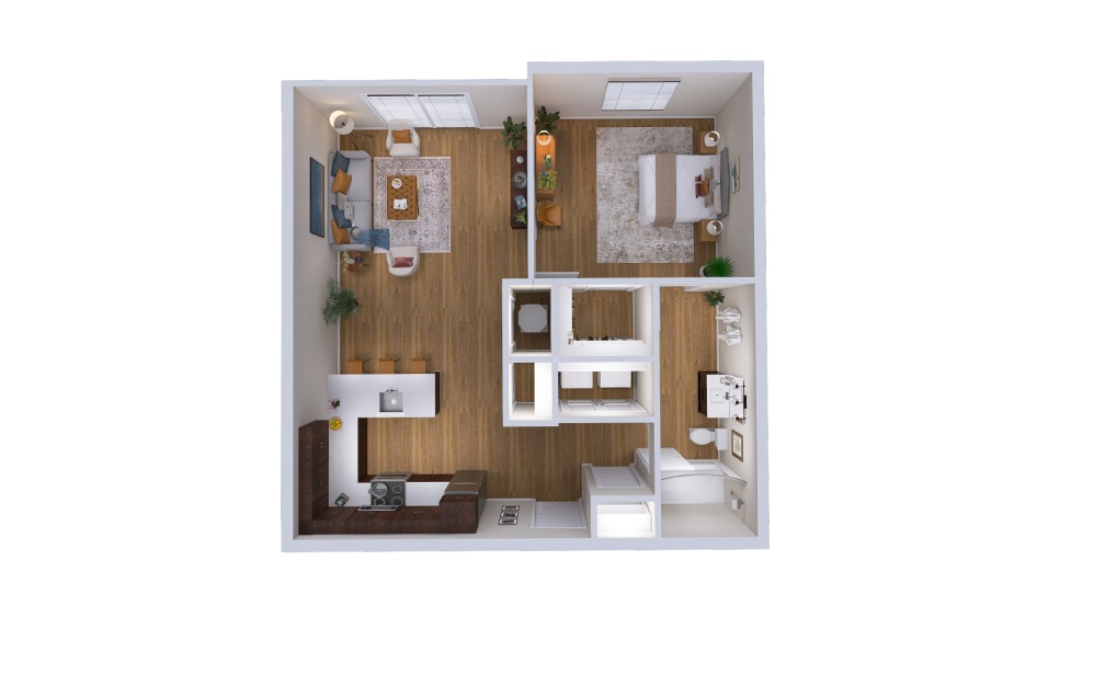 Crescendo - 1 bedroom floorplan layout with 1 bathroom and 688 - 738 square feet