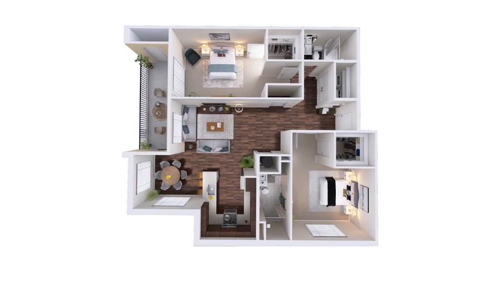 Encore - 2 bedroom floorplan layout with 2 bathrooms and 1239 - 1247 square feet
