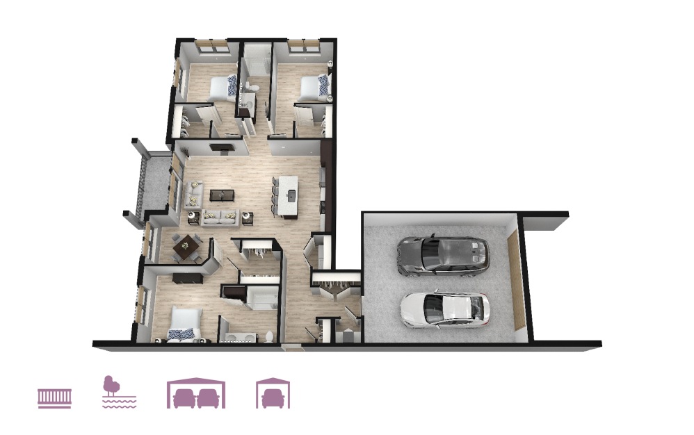 Marcato - 3 bedroom floorplan layout with 2 baths and 1720 to 1865 square feet.