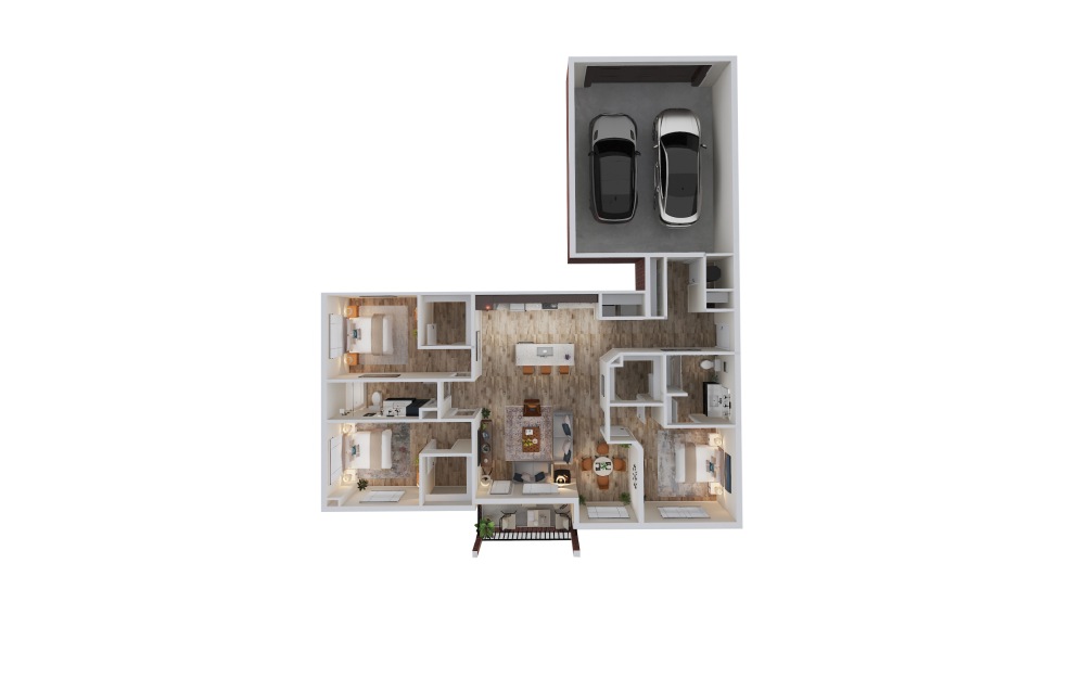 Marcato - 3 bedroom floorplan layout with 2 bathrooms and 1720 - 1865 square feet