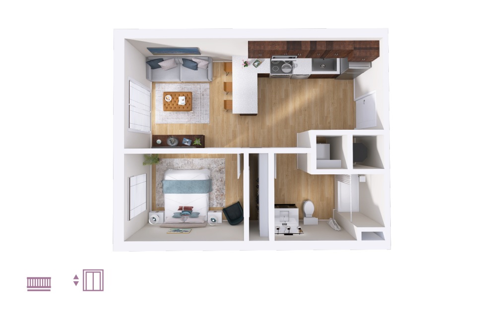 Presto - 1 bedroom floorplan layout with 1 bathroom and 520 - 537 square feet