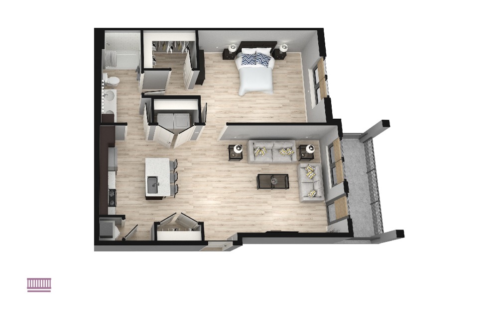 Senza - 1 bedroom floorplan layout with 1 bath and 951 square feet.