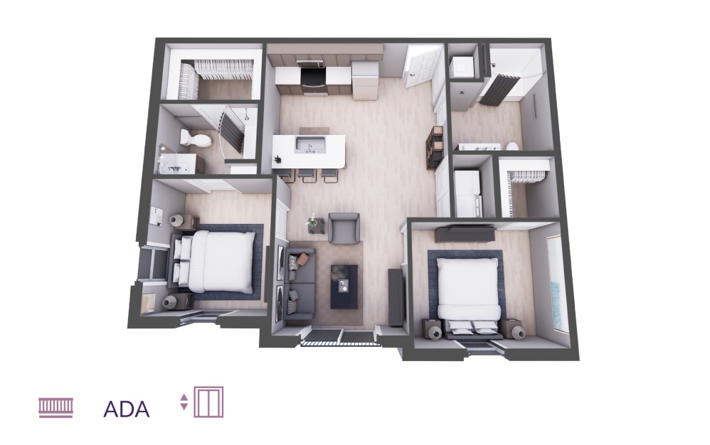 Tempo - 2 bedroom floorplan layout with 2 bathrooms and 950 square feet Tempo - 2 bedroom floorplan layout with 2 bathrooms and 950 square feet